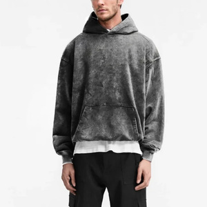 Sweat-shirt à capuche noir uni surdimensionné, streetwear personnalisé, fournisseur OEM - Product Image 3