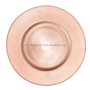 Assiette de présentation en métal avec impression de logo personnalisée, couleur or rose, 12 pouces, pour anniversaire, fiançailles, événements, fêtes, fournitures de service - Product Image 3