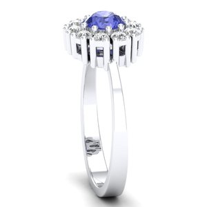 Bague REYES en argent sterling 925 avec moissanite certifiée GRA, taille ronde, 0,5 carat, pierre précieuse tanzanite, halo, pour femme, bijoux fins - Product Image 3