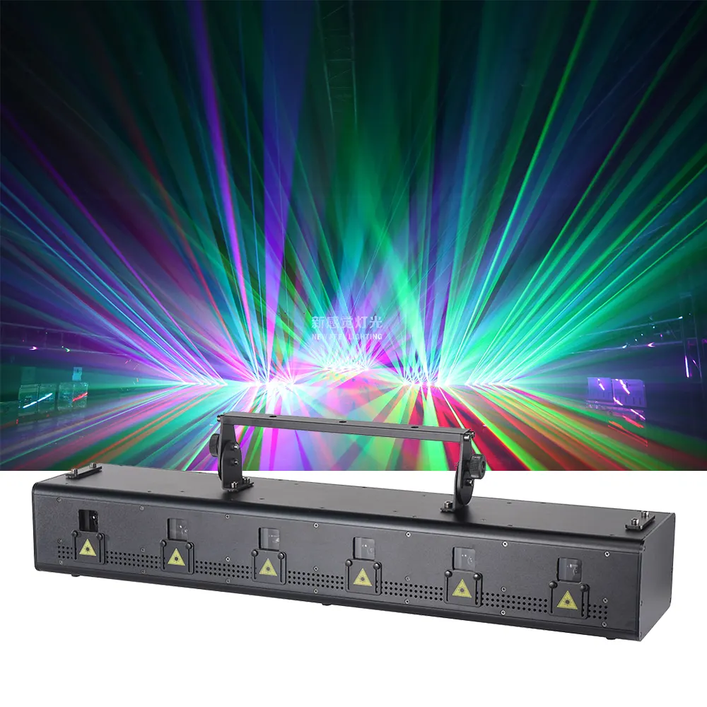 Luce Laser DJ 6 testa F6 6x3W proiettore Laser RGB per pro club bar beam luci laser