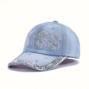 Gorras de Béisbol Unisex al por Mayor de Mezclilla con Diseño de 6 Paneles, Estilo Informal, con Pedrería Brillante y Hebilla Metálica - Product Image 4