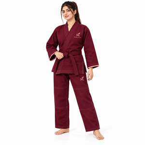 Kimono de BJJ para Mujer, 100% Algodón, Logotipo Bordado, Color Granate, Corte Regular, Ropa de Artes Marciales para Adultos, Alta Calidad, para Entrenamiento de Artes Marciales - Product Image 1