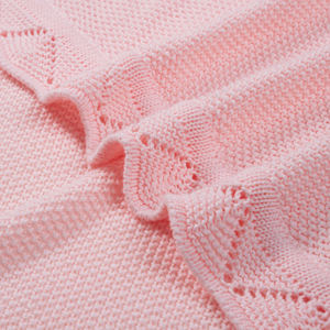 Spring Autumn Eco-Friendly Pink Knitted <b>Blanket</b> Solid Color Rectangle 100% Cotton Baby Sleeping Home Use <b>Throw</b> Folded Simple - Product Image 5