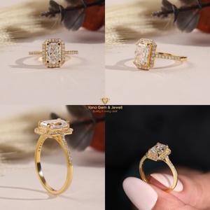 แหวนของขวัญวันเกิดทรงมรกตประดับเพชร CVD แล็บโกรว์ 1.50 กะรัต ทองคำแท้ 14K ได้รับการรับรองจาก IGI สี E ความสะอาด VVS2 - Product Image 5