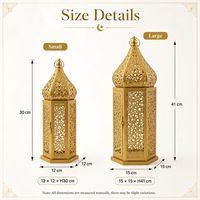 Juego de 2 Faroles Marroquíes Dorados para Ramadán, Portavelas Hexagonales de Metal, Decoración Islámica para Eid, Venta al Por Mayor