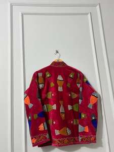 Chaqueta Bomber de Terciopelo Rosa con Bordado Suzani, Estilo Hippie Vintage, Cálida para Invierno, Ecológica, Transpirable, Acolchada con Diseño Floral - Product Image 2