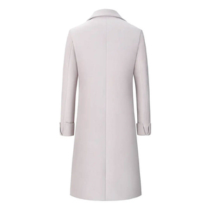 Manteau long à double boutonnage en polyester/coton beige pour homme SIRIUS SPORTS, avec col à revers cranté et coque en cuir véritable - Product Image 2