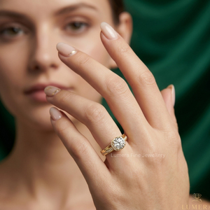 Anillo de Compromiso de Lujo con Diamante Cultivado en Laboratorio, Corte Brillante Redondo, Certificado IGI, Chapado en Oro de 18K, Venta al Por Mayor de Fábrica, para Mujer - Product Image 6