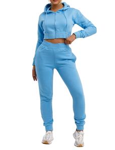 Zip Sweatshirt <b>Crop</b> <b>Top</b> Women's Suits Cotton Women's Fitting Tracksuits Custom <b>Men</b> Stacked Sweat Suit Hem Cut Hoodie Jogger - Product Image 3
