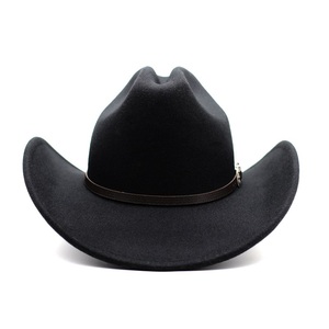 Chapeaux de cowboy western personnalisés en feutre de laine synthétique noir à large bord, de qualité supérieure et tendance, pour hommes, pour événements et bars à bière, vente en gros - Product Image 1