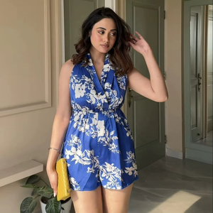 Nuevo y Moderno Vestido Corto de Satén con Volantes y Encaje, Estampado Floral, Informal, para Mujer, para la Noche o la Playa, Ecológico, Venta al por Mayor - Product Image 6