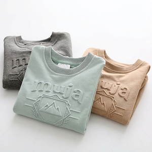 OEM Custom Design Crewneck <b>Sweatshirt</b> and Sweatpants Embossed Tracksuit for Men Women - Product Image 4