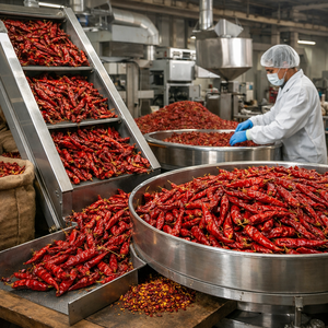 Piment rouge séché (Mathania Chili) à piquanté moyen-haute, entier, sans tige et en poudre, pour usage en curry/sauce - Product Image 3