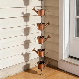 Chaîne de pluie élégante en cuivre pour arrosoir de plantes, idéale pour l'accentuation esthétique des jardins extérieurs et la gestion écologique de l'eau, provenant d'Inde. - Product Image 1