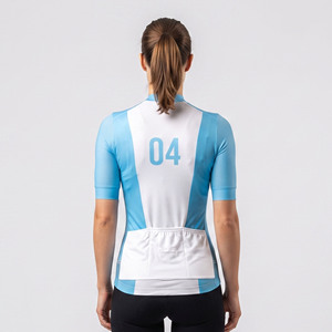 Maillot de vélo pour femme à manches courtes 100% polyester, maillot de cyclisme zippé pour femme, maillot de vélo à col montant pour femme - Product Image 2