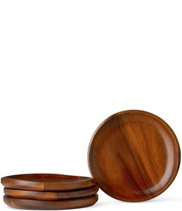 Assiette ronde en bois faite à la main pour servir des aliments, des fruits, des collations, des desserts et des repas quotidiens, avec un design rustique naturel - Product Image 5