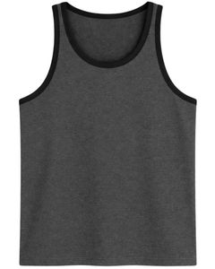 Custom Light Green White Contrast Trim <b>Men</b> Tank Top Sleeveless Cotton Vest Casual Summer Gym Workout Fitness Solid Color <b>Singlet</b> - Product Image 1