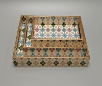 Nouveau plateau rectangulaire en bois imprimé design, magnifique vaisselle de cuisine, utilisation en restaurant, service de thé et de café, Ramadan, mariage, moderne