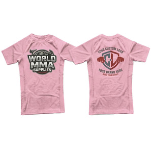 เสื้อแรชการ์ดแขนสั้นสีชมพูสำหรับผู้หญิง แห้งเร็ว เหมาะสำหรับว่ายน้ำ - Product Image 2