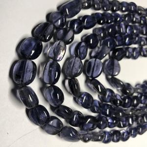 Perles de pierre naturelle Iolite bleue lisse de 6 mm, 8 mm, 10 mm, en forme de pépites, certifiées IGI, pour la fabrication de bijoux - Product Image 2
