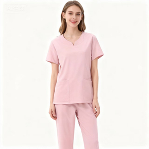 Women's Medical <b>Scrub</b> <b>Top</b> V Neck Short Sleeve Nursing Uniform Healthcare Workwear Hospital Nurse <b>Scrub</b> Shirt Pocket Comfortable - Product Image 2