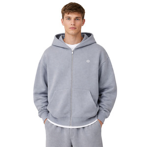 Oversized Zip Up Hoodies Cotton Fleece Streetwear Full Zipper Loose Fit Custom Logo Hoodies Factory Direct Wholesale OEM - Product Image 1