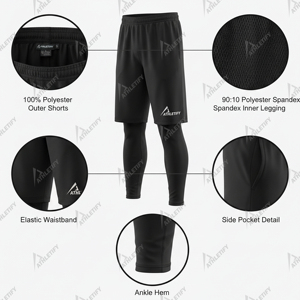 Women Muslim Modest High Waist Gym 2 in 1 Shorts Built Leggings Soft Breathable Sweat Wicking Running Jogging Fitness Sportswear - Product Image 2