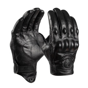 Guantes de Carreras de Cuero, Dedos Completos, Antideslizantes, para Ciclismo de Montaña, Motocross y Carreras de Motos - Product Image 1