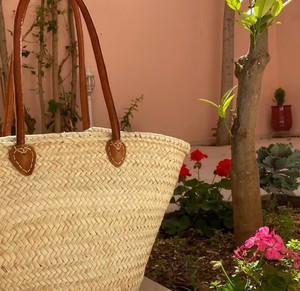 Cesta grande de paja francesa: Bolso de playa tejido a mano - Product Image 3