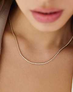 Colliers Tennis en Or Massif 14k 18k avec Diamant de Laboratoire Rond Sertie en Bezel 2.2mm – Bijoux de Luxe Classiques pour un Port Quotidien Unique et Polyvalent - Product Image 2