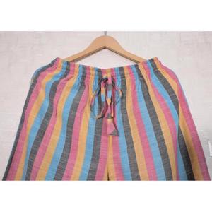 2. Indian Cotton Handloom Pajama Women, Relaxed Fit <b>Trousers</b>, <b>Elastic</b> <b>Waist</b> Casual Lounge Pants - Product Image 2