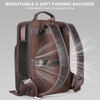 Sac à dos pour ordinateur portable en cuir pleine fleur pour hommes, 15,6 pouces, style vintage, pour le travail, l'université, les sorties décontractées