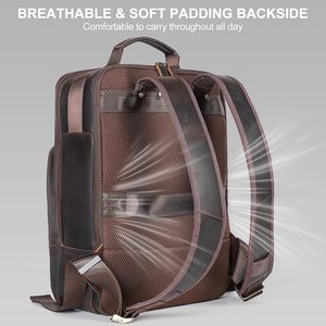 Full Grain Leather Laptop <b>Backpack</b> for Men 15.6 Inch Vintage Computer Work <b>College</b> Casual Daypack - Product Image 2