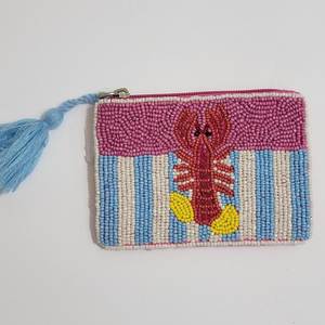 Sac à main décontracté pour femme avec fermeture éclair, motif homard perlé, bleu, blanc, rouge, design de dessin animé - Product Image 2