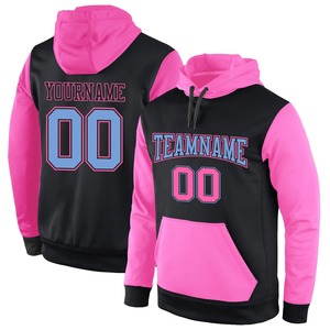 Custom Wholesale Stitched <b>Black</b> Light Blue Pink Sports Pullover Sweatshirt Hoodie Embroidery <b>Fleece</b> Breathable Streetwear - Product Image 1