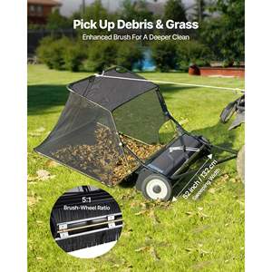 Recogedor de Hojas y Césped de Alta Resistencia de 52 Pulgadas para Jardín Grande, 26 Pies Cúbicos Barredora de Césped con Altura de Barrido Ajustable y Sistema de Descarga por Cuerda - Product Image 5