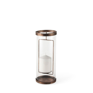 Black Metal <b>Lantern</b> With Clear Glass Cylinder And Three Candles For Home Decoration <b>Hurricane</b> Candle Holder On Sale - Product Image 2