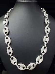 Collar de Cadena Ovalada de Lujo con Incrustaciones de Diamantes VVS Moissanite, Joyería Hip Hop para Hombre, Unisex, Estilo Premium - Product Image 3