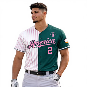 Nouveau design de maillot de baseball unisexe, deux tons, respirant, 100% polyester, manches courtes, sangle réglable, taille plus, fabrication OEM - Product Image 1