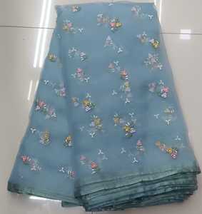 Tela de Organza Suave de Primera Calidad, Bordada, Ligera, Transparente, Recubierta de PA, Tejida, 45GSM, Material de Diseño Elegante para Sarees y Lehengas - Product Image 3