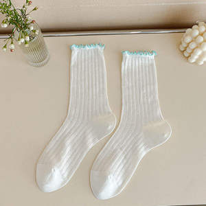 Cute Ruffle <b>Socks</b> Frilly Elegant Style <b>Socks</b> Ladies Soft Ribbed For Sweet Girls Crew Lace Edge <b>Socks</b> Custom Logo <b>Women</b> - Product Image 3