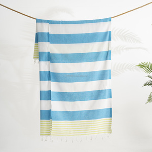 Hamam turc d'été Pestemal Serviettes de plage en gros 100X180CM 100% coton 40x70in Turquoise Lime - Product Image 1