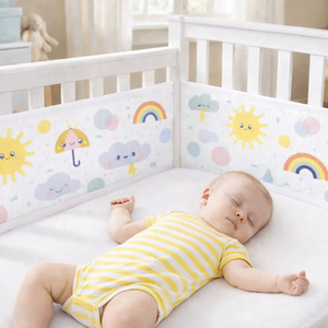Forro de Cuna de Malla Tejida 100% Algodón Orgánico Personalizable, Transpirable, Seguro, Ecológico, Antiácaros, Ropa de Cama para Bebé Suave - Product Image 1