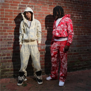 Vêtements personnalisés des fabricants Ensemble sweat à capuche et pantalon de survêtement graffiti en coton imprimé Survêtement pour hommes - Product Image 2
