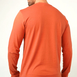 T-shirts personnalisés pour hommes à manches longues, col Henley, boutonnés, coupe ajustée, décontractés, respirants, séchage rapide, 100% coton, impression sérigraphique - Product Image 2