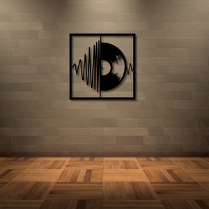 Arte de Pared Metálico Minimalista Moderno con Diseño de Disco de Vinilo, Silueta de Onda Sonora, Escultura Decorativa de Hierro Cortada con Láser para el Hogar o Estudio Musical - Product Image 2