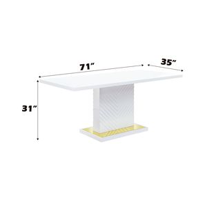 Table à manger Gaines en blanc brillant avec base en piédestal - Product Image 2