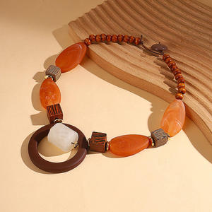 Designer Resin Beaded <b>Necklace</b> Fashion Jewelry Vibrant <b>Statement</b> Piece Lightweight Trendy Accessory for Women Girls Stylish Wear - Product Image 6