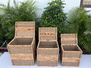 Juego de 3 baúles de almacenamiento ecológicos tejidos a mano con tapas, de jacinto de agua - Product Image 5