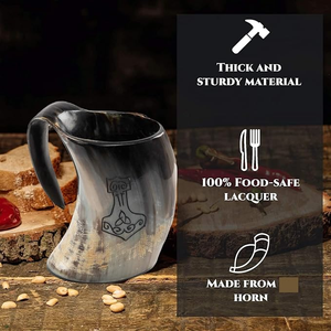 Mug à boire en corne de buffle de style Viking médiéval de qualité supérieure, logo personnalisé, fait main, toucher réel, style animal, poli, naturel, artisanal - Product Image 4